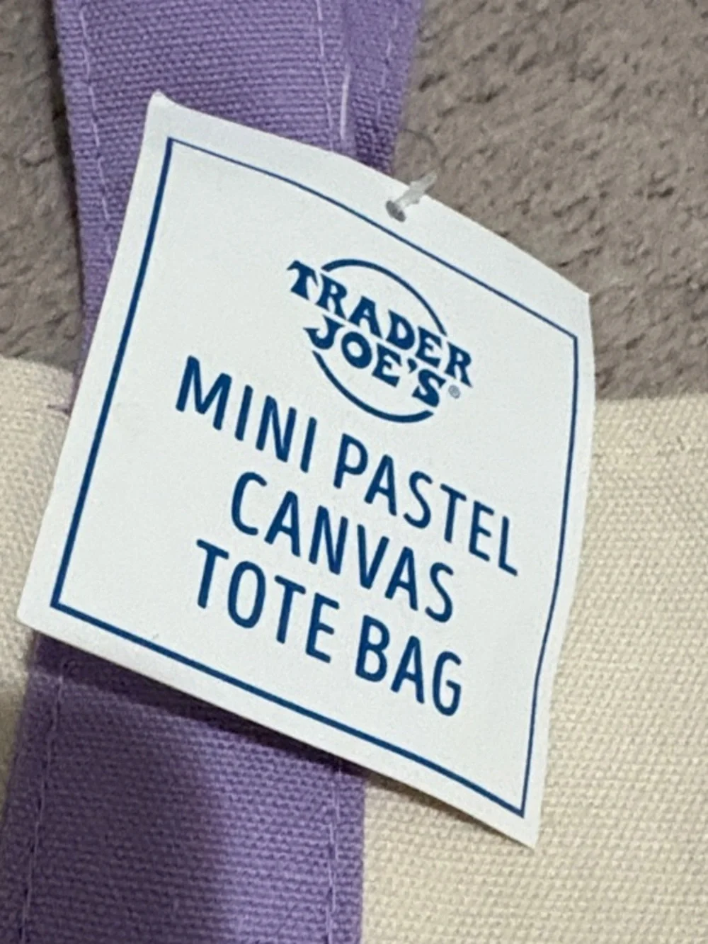 NWT Trader Joe’s Cream and Lavender Canvas Tote